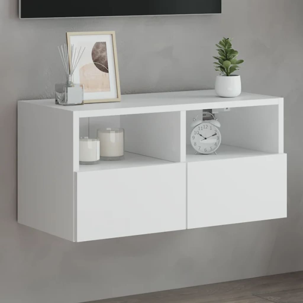 Meuble TV mural blanc 60x30x30 cm bois d'ingénierie - XIOS