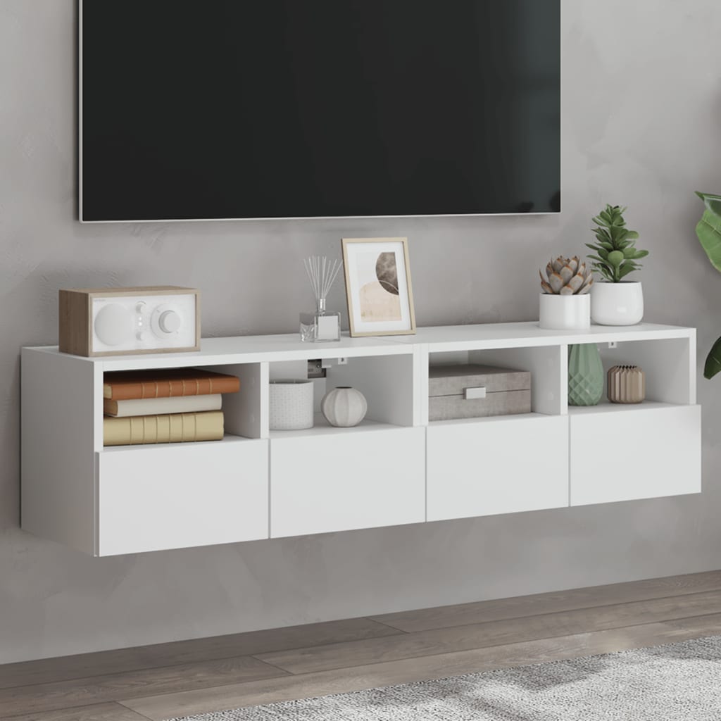 Meubles TV muraux 2 pcs blanc 60x30x30 cm bois d'ingénierie - XIOS