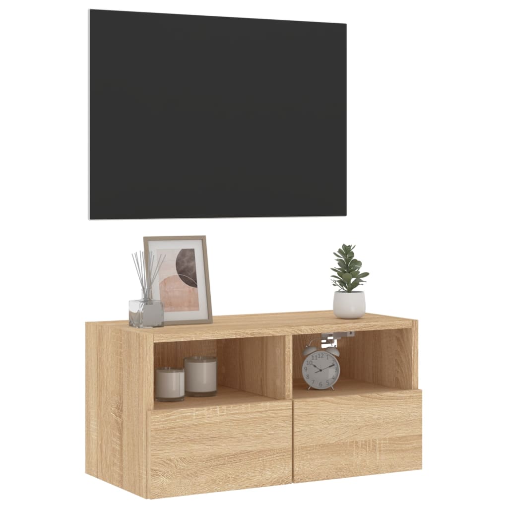 Meuble TV mural chêne sonoma 60x30x30 cm bois d'ingénierie - XIOS