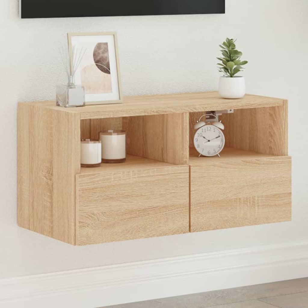 Meuble TV mural chêne sonoma 60x30x30 cm bois d'ingénierie - XIOS