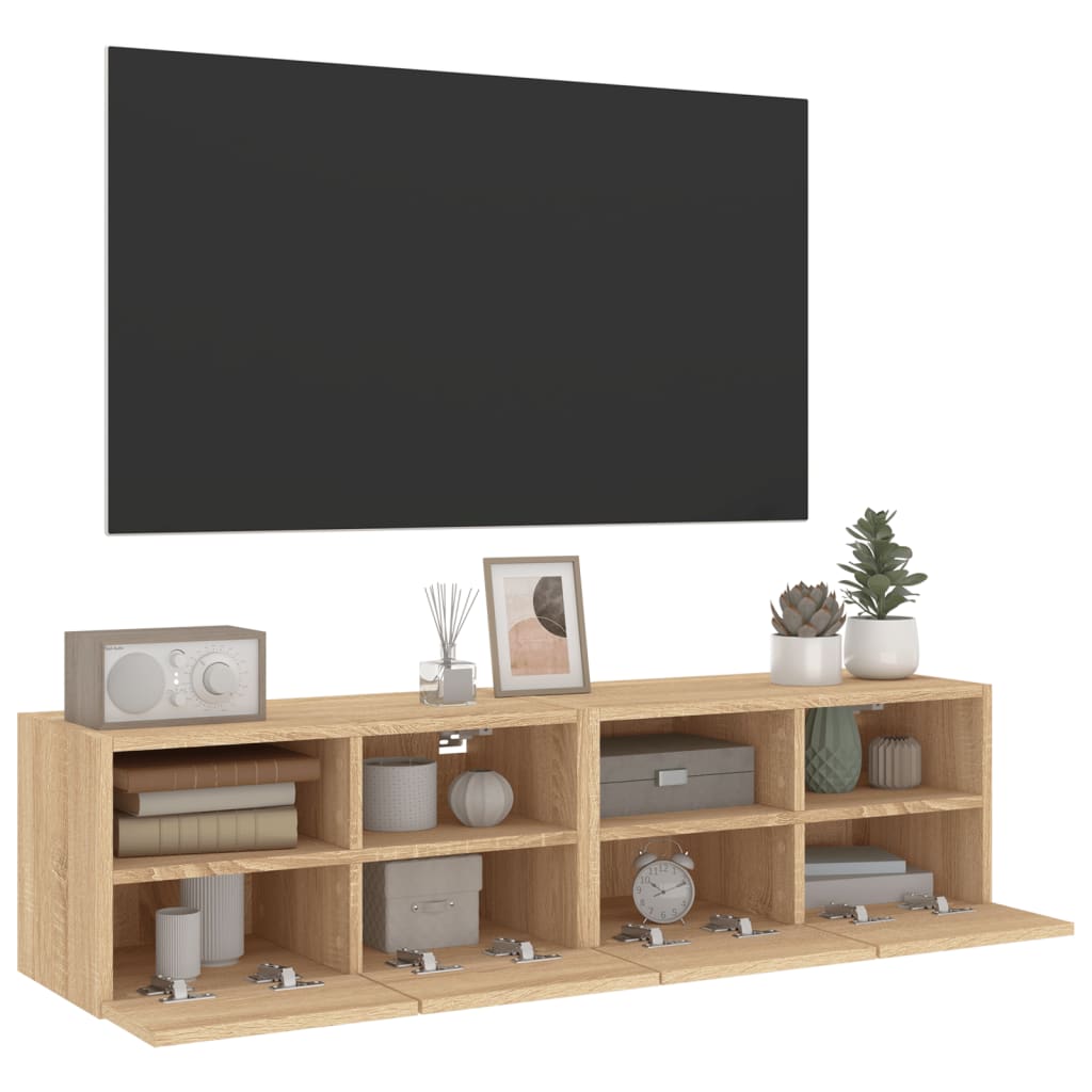 Meubles TV muraux 2 pcs chêne sonoma 60x30x30cm bois ingénierie - XIOS