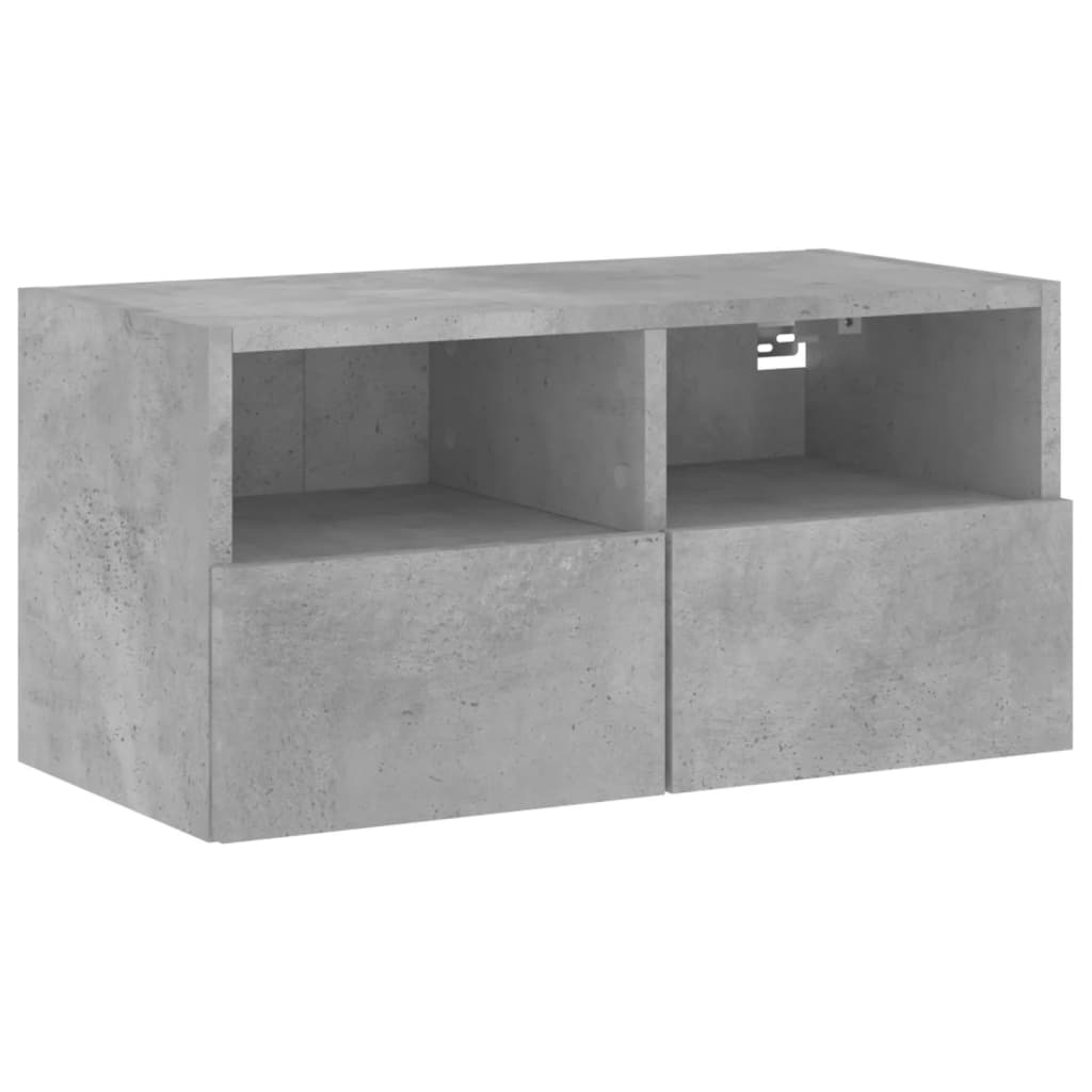Meuble TV mural gris béton 60x30x30 cm bois d'ingénierie - XIOS