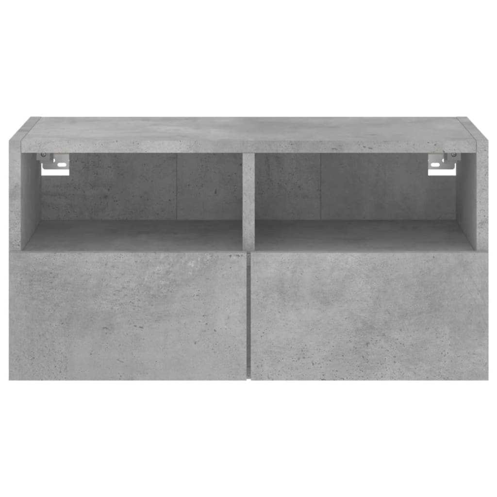 Meuble TV mural gris béton 60x30x30 cm bois d'ingénierie - XIOS