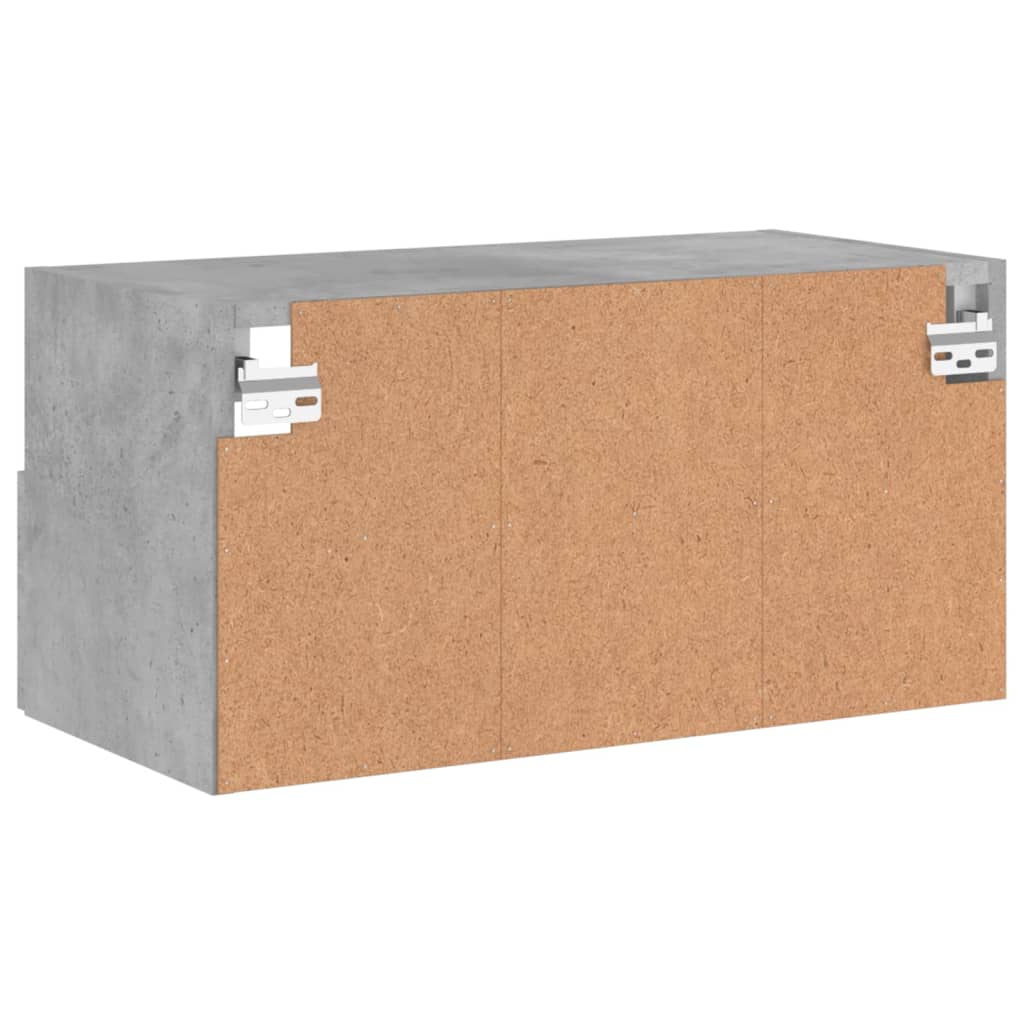 Meuble TV mural gris béton 60x30x30 cm bois d'ingénierie - XIOS