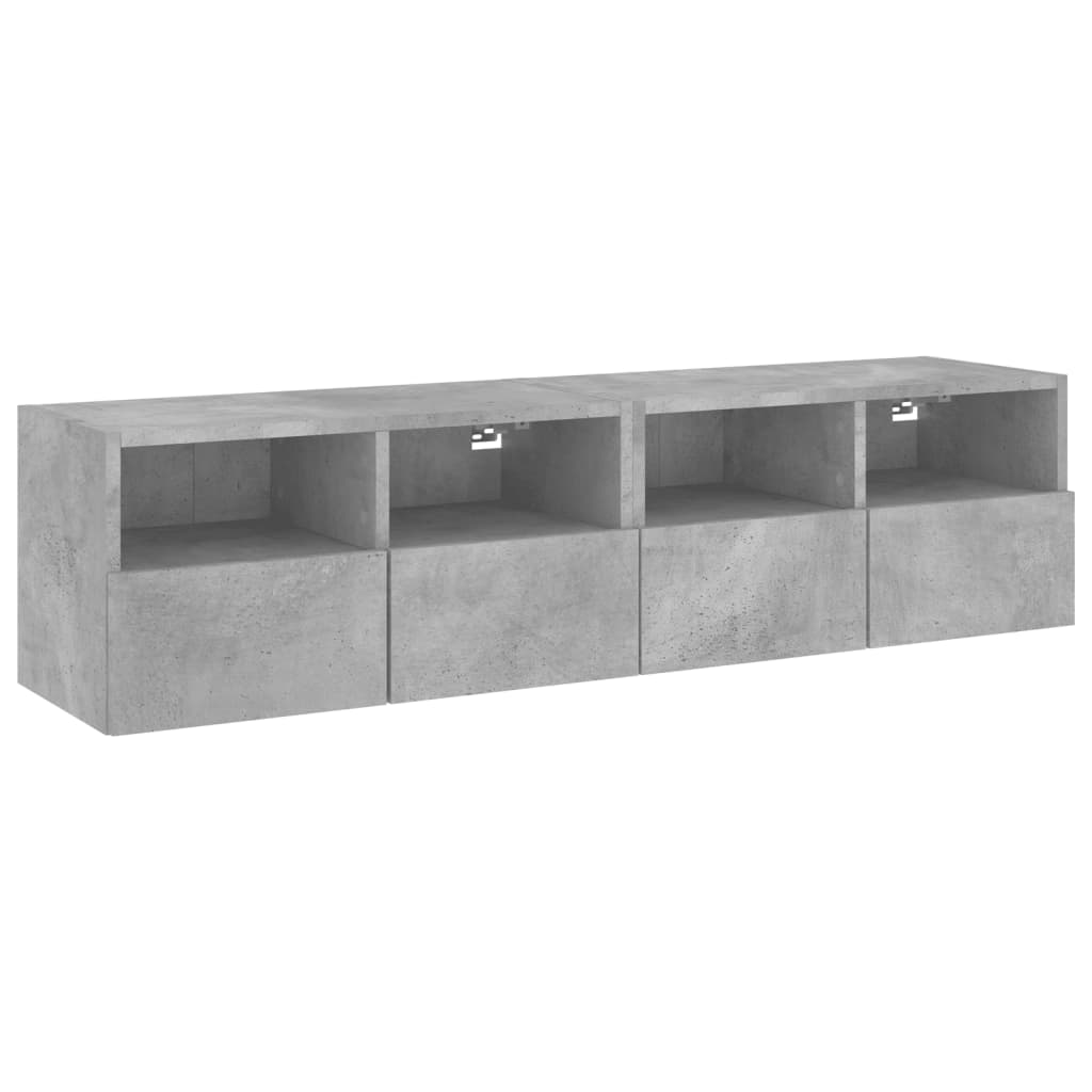 Meubles TV muraux 2 pcs gris béton 60x30x30cm bois d'ingénierie - XIOS