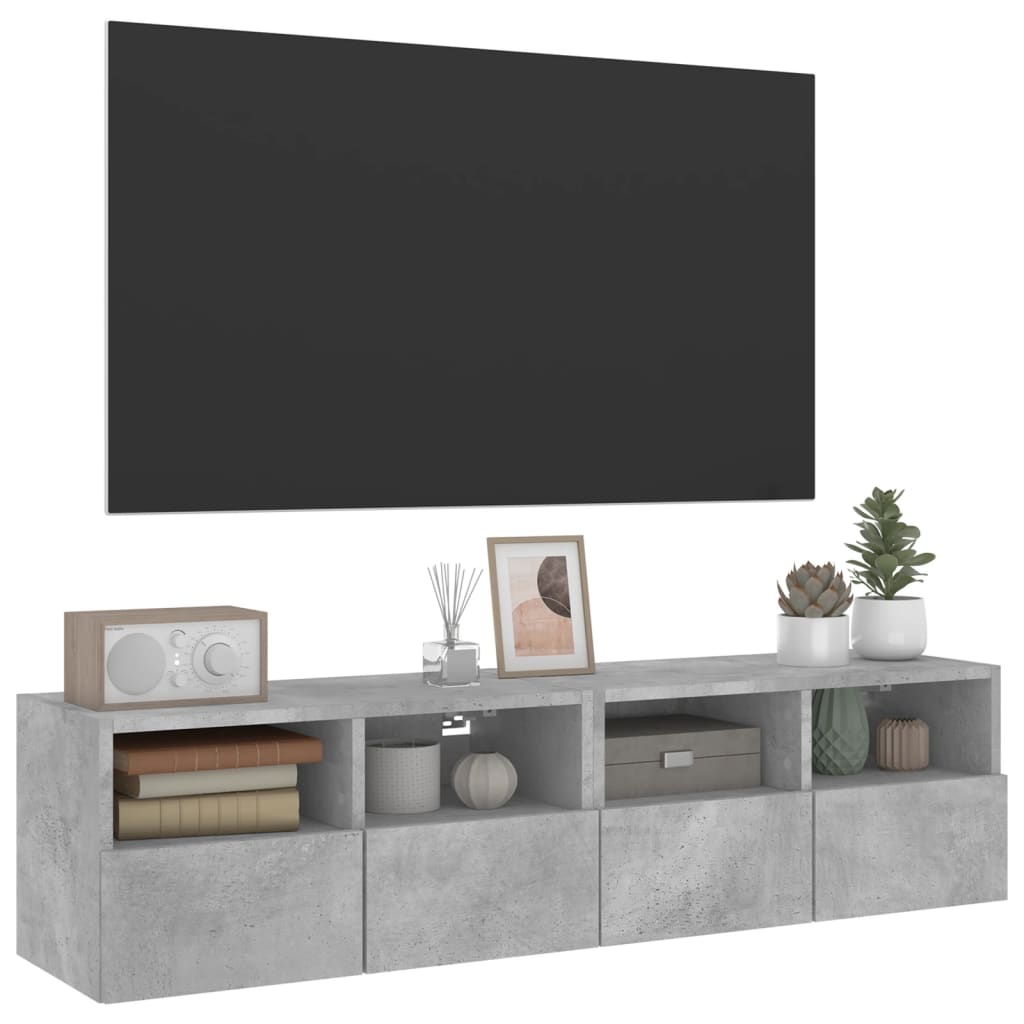 Meubles TV muraux 2 pcs gris béton 60x30x30cm bois d'ingénierie - XIOS
