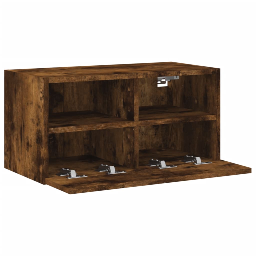 Meuble TV mural chêne fumé 60x30x30 cm bois d'ingénierie - XIOS