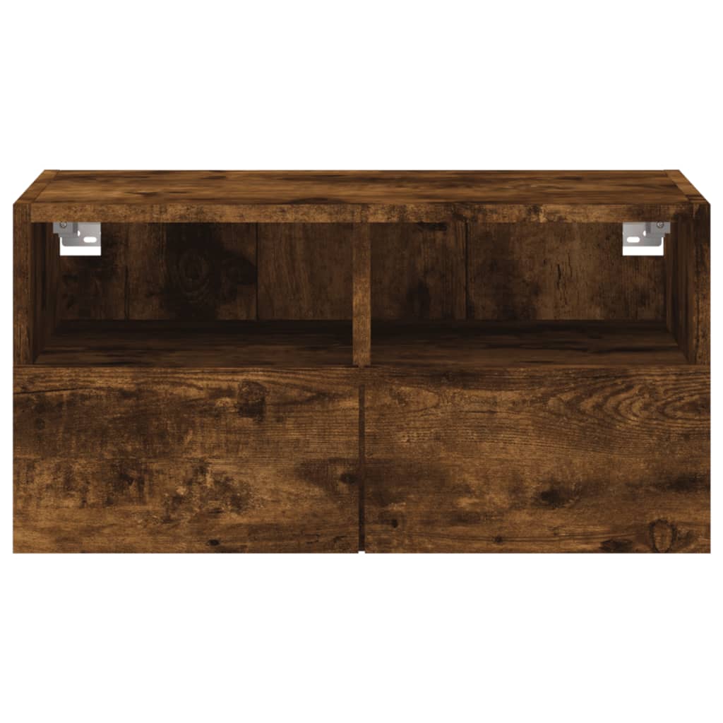 Meuble TV mural chêne fumé 60x30x30 cm bois d'ingénierie - XIOS