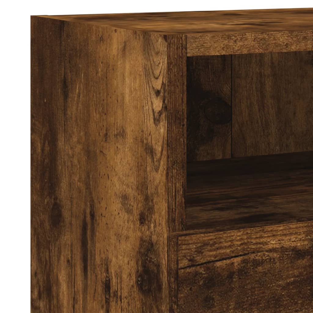 Meuble TV mural chêne fumé 60x30x30 cm bois d'ingénierie - XIOS