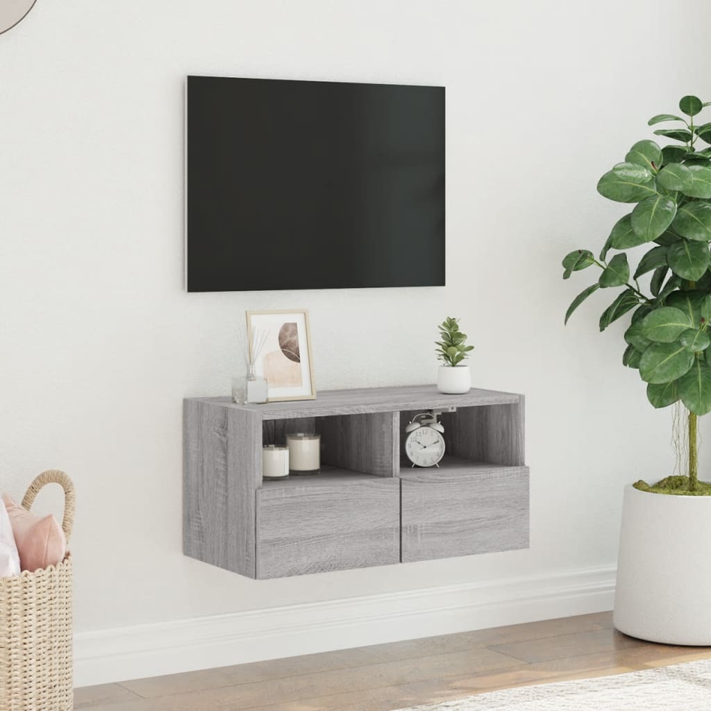 Meuble TV mural sonoma gris 60x30x30 cm bois d'ingénierie - XIOS