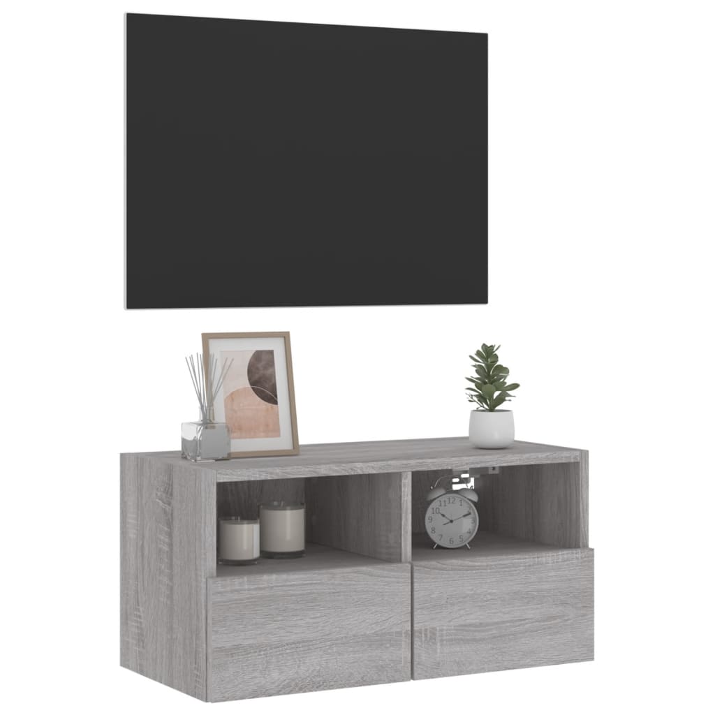 Meuble TV mural sonoma gris 60x30x30 cm bois d'ingénierie - XIOS
