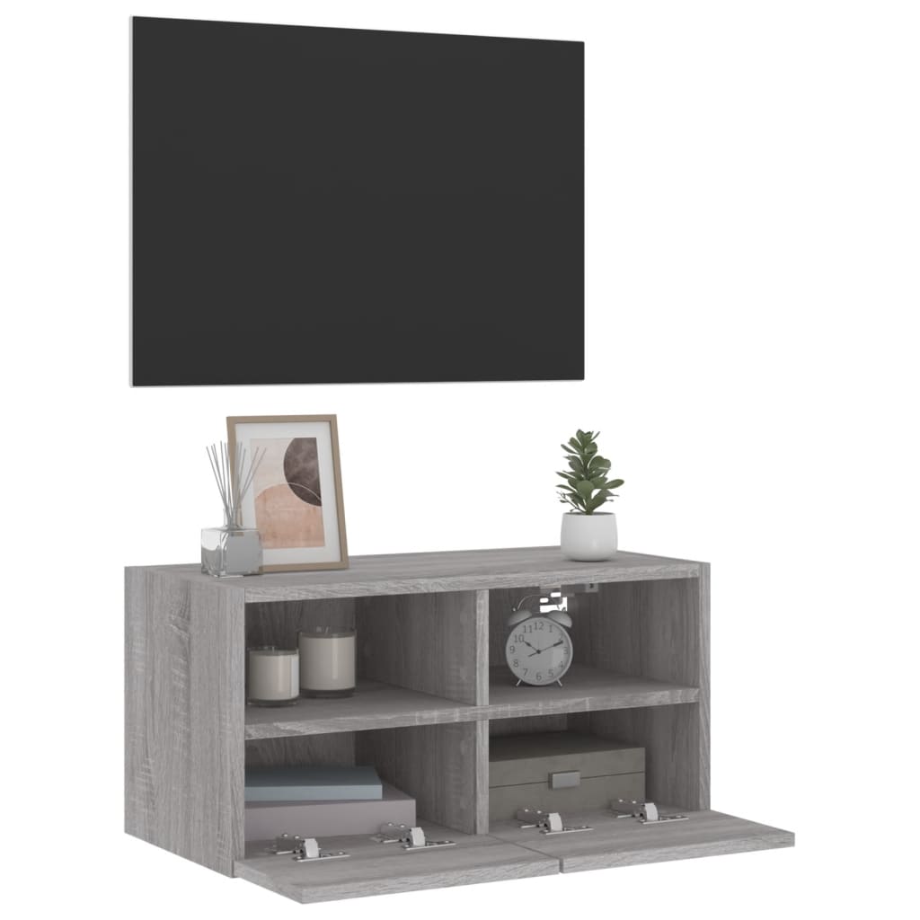 Meuble TV mural sonoma gris 60x30x30 cm bois d'ingénierie - XIOS