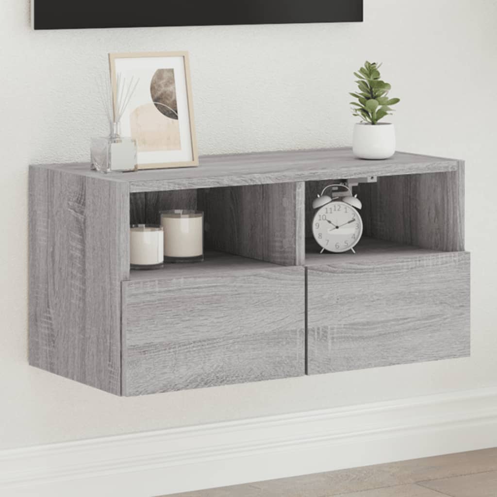 Meuble TV mural sonoma gris 60x30x30 cm bois d'ingénierie - XIOS