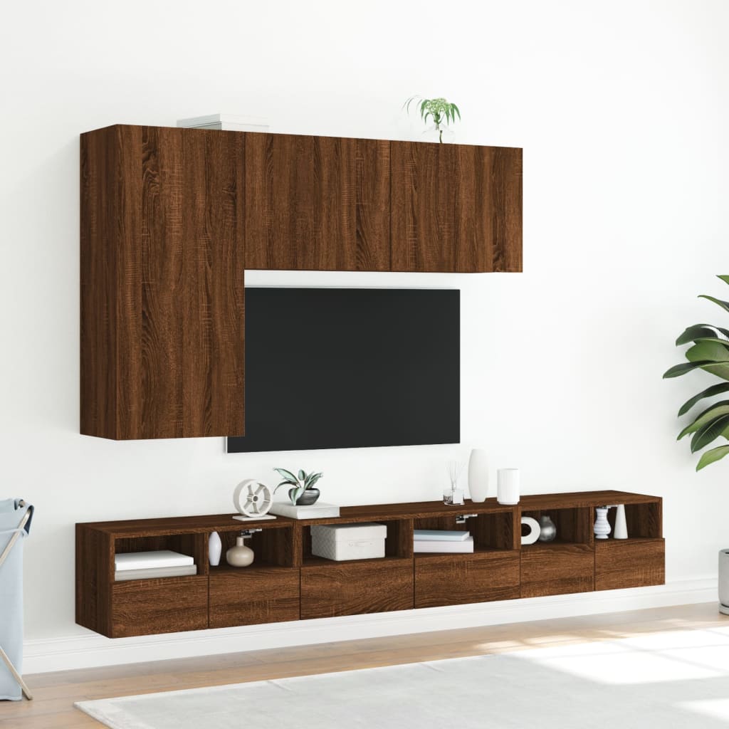 Meuble TV mural chêne marron 60x30x30 cm bois d'ingénierie - XIOS