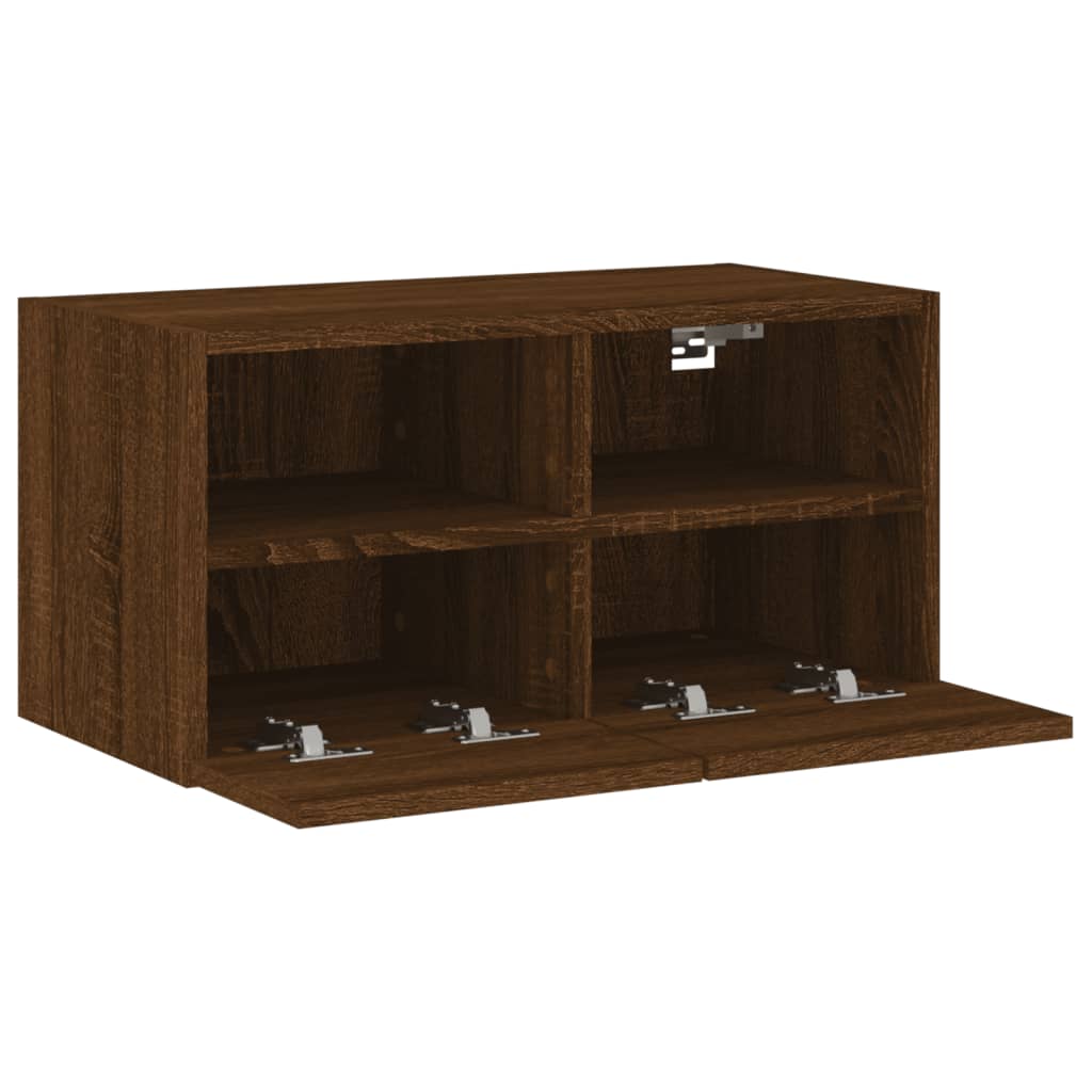 Meuble TV mural chêne marron 60x30x30 cm bois d'ingénierie - XIOS