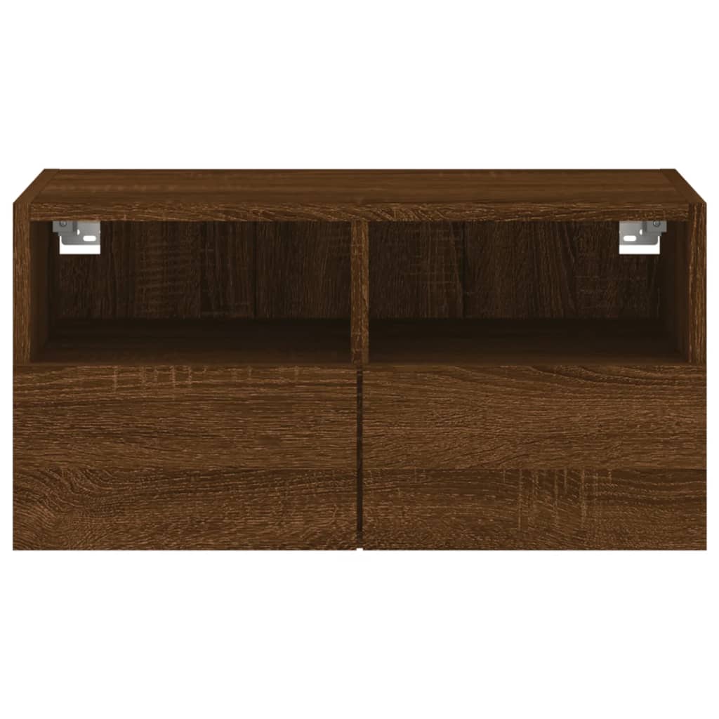 Meuble TV mural chêne marron 60x30x30 cm bois d'ingénierie - XIOS