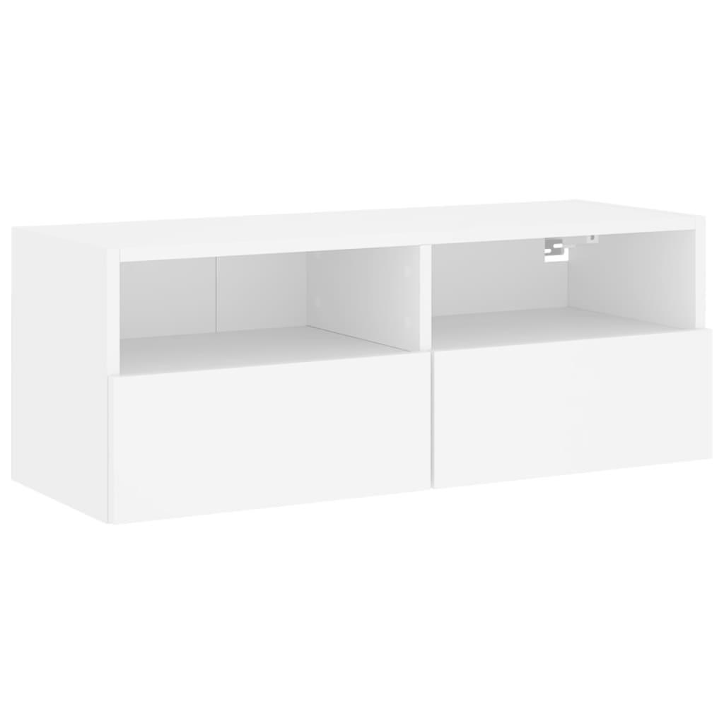 Meuble TV mural blanc 80x30x30 cm bois d'ingénierie - XIOS
