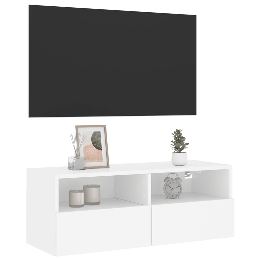 Meuble TV mural blanc 80x30x30 cm bois d'ingénierie - XIOS