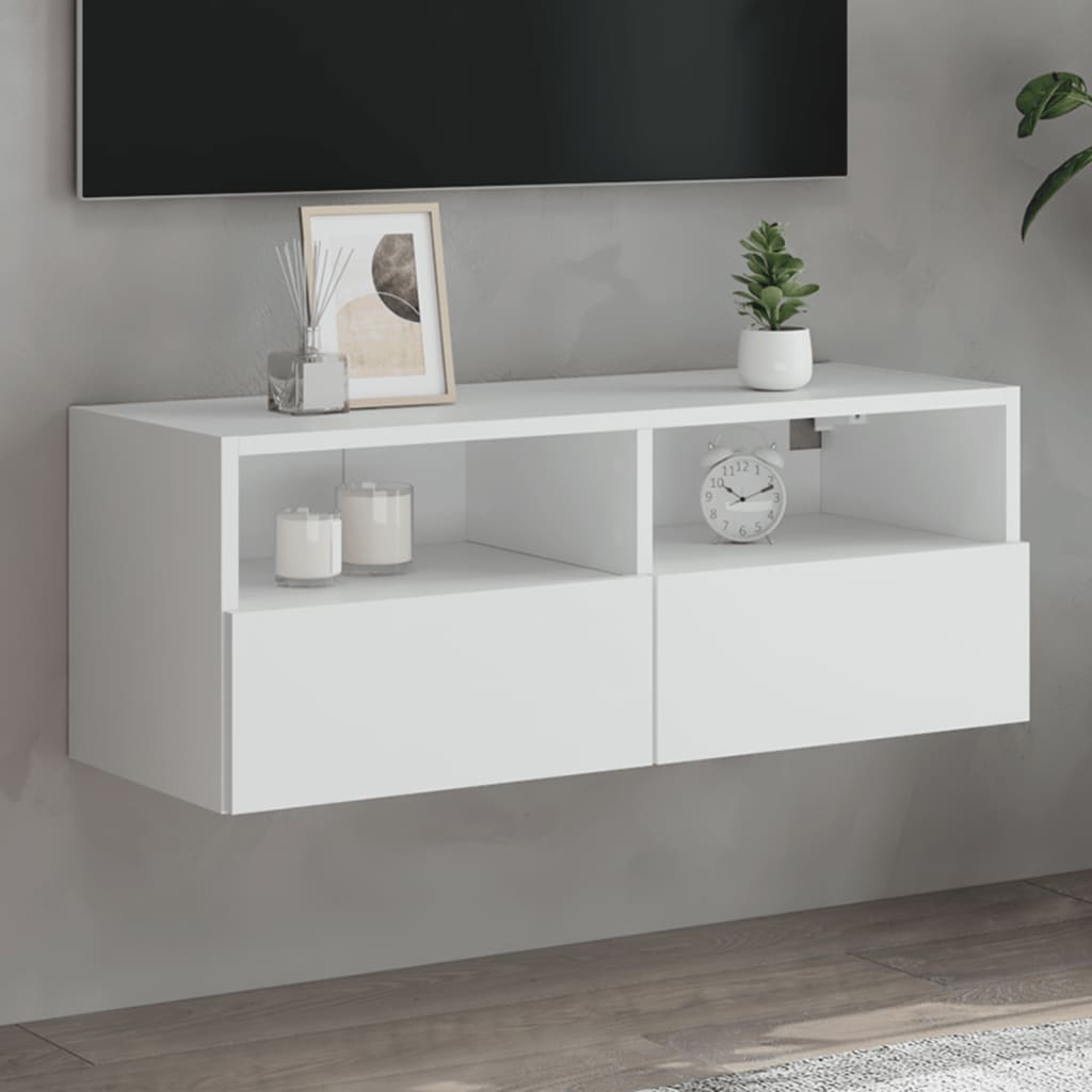 Meuble TV mural blanc 80x30x30 cm bois d'ingénierie - XIOS
