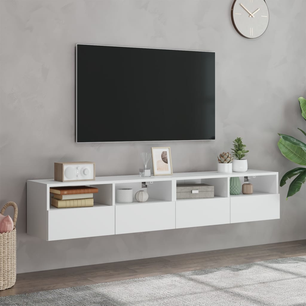 Meubles TV muraux 2 pcs blanc 80x30x30 cm bois d'ingénierie - XIOS