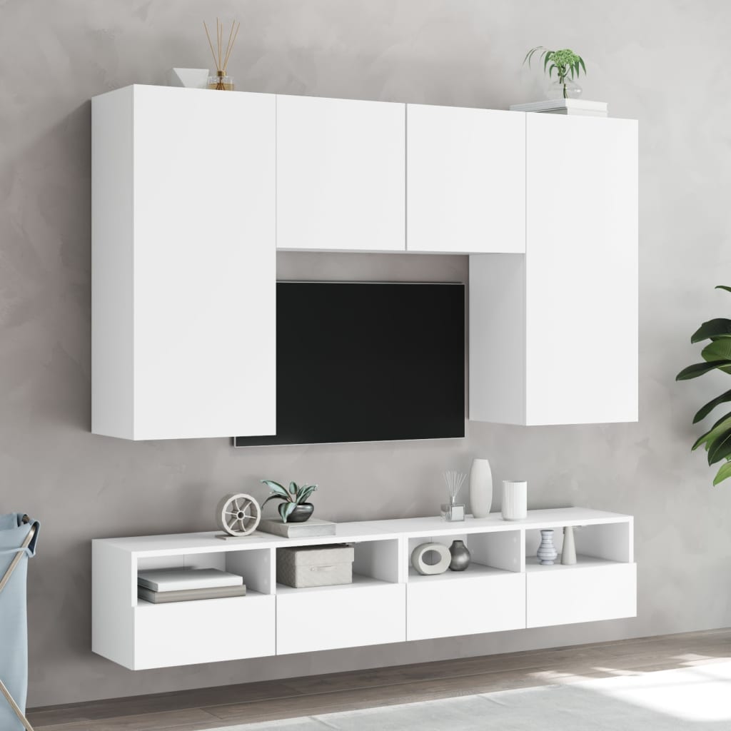 Meubles TV muraux 2 pcs blanc 80x30x30 cm bois d'ingénierie - XIOS