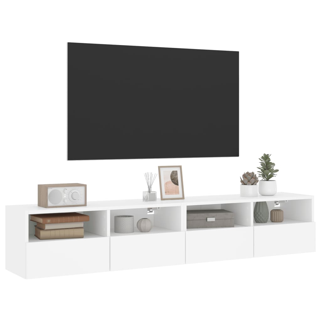Meubles TV muraux 2 pcs blanc 80x30x30 cm bois d'ingénierie - XIOS