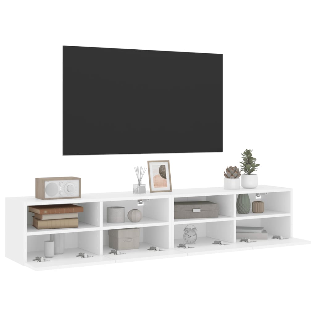 Meubles TV muraux 2 pcs blanc 80x30x30 cm bois d'ingénierie - XIOS