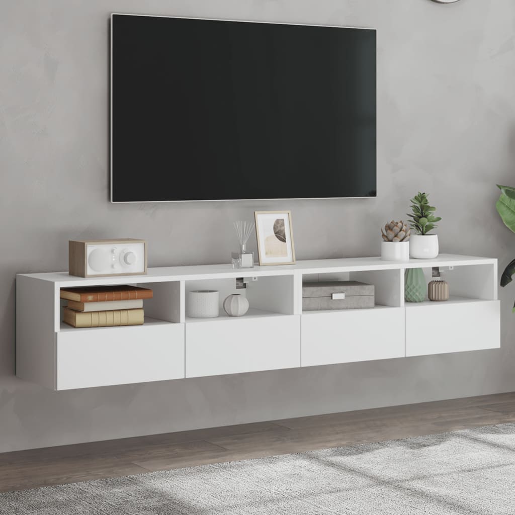 Meubles TV muraux 2 pcs blanc 80x30x30 cm bois d'ingénierie - XIOS