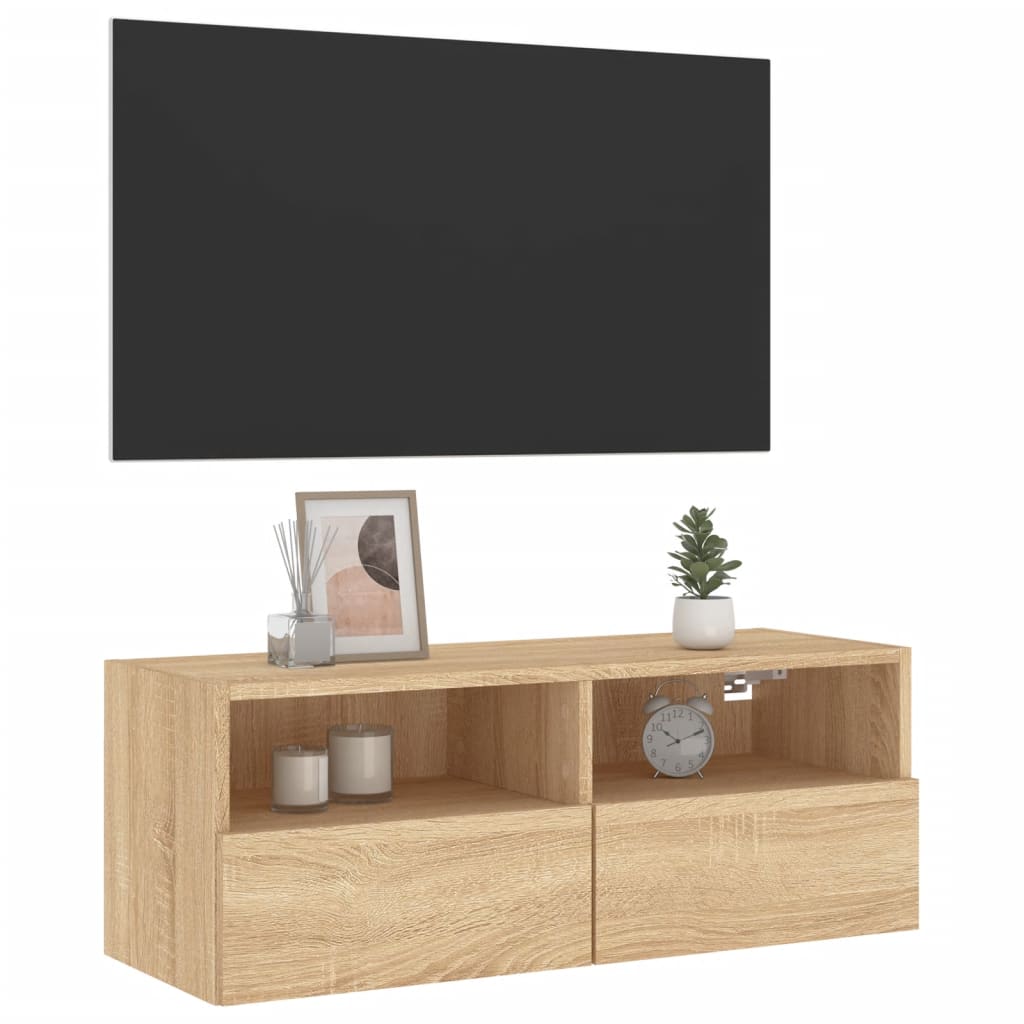 Meuble TV mural chêne sonoma 80x30x30 cm bois d'ingénierie - XIOS