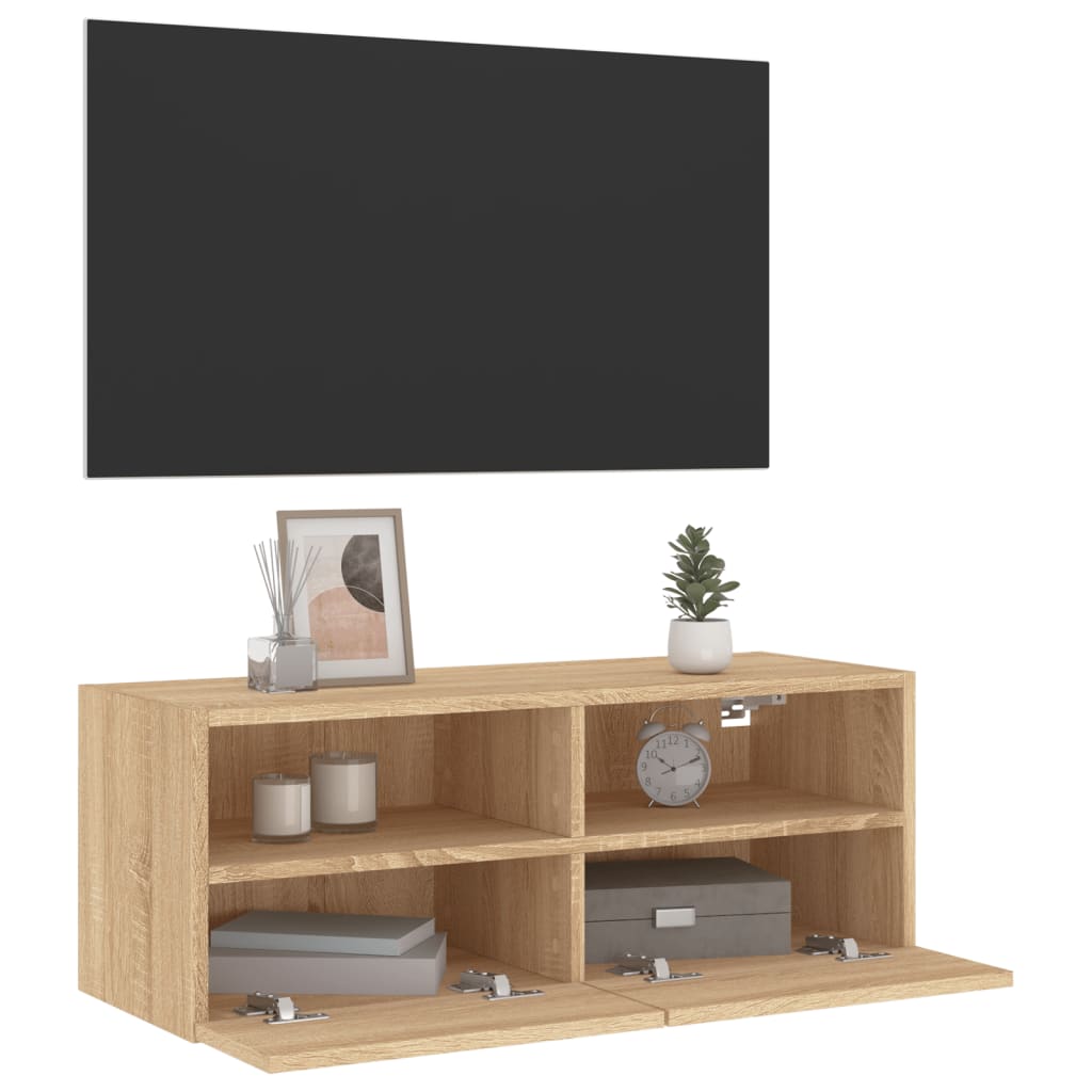 Meuble TV mural chêne sonoma 80x30x30 cm bois d'ingénierie - XIOS