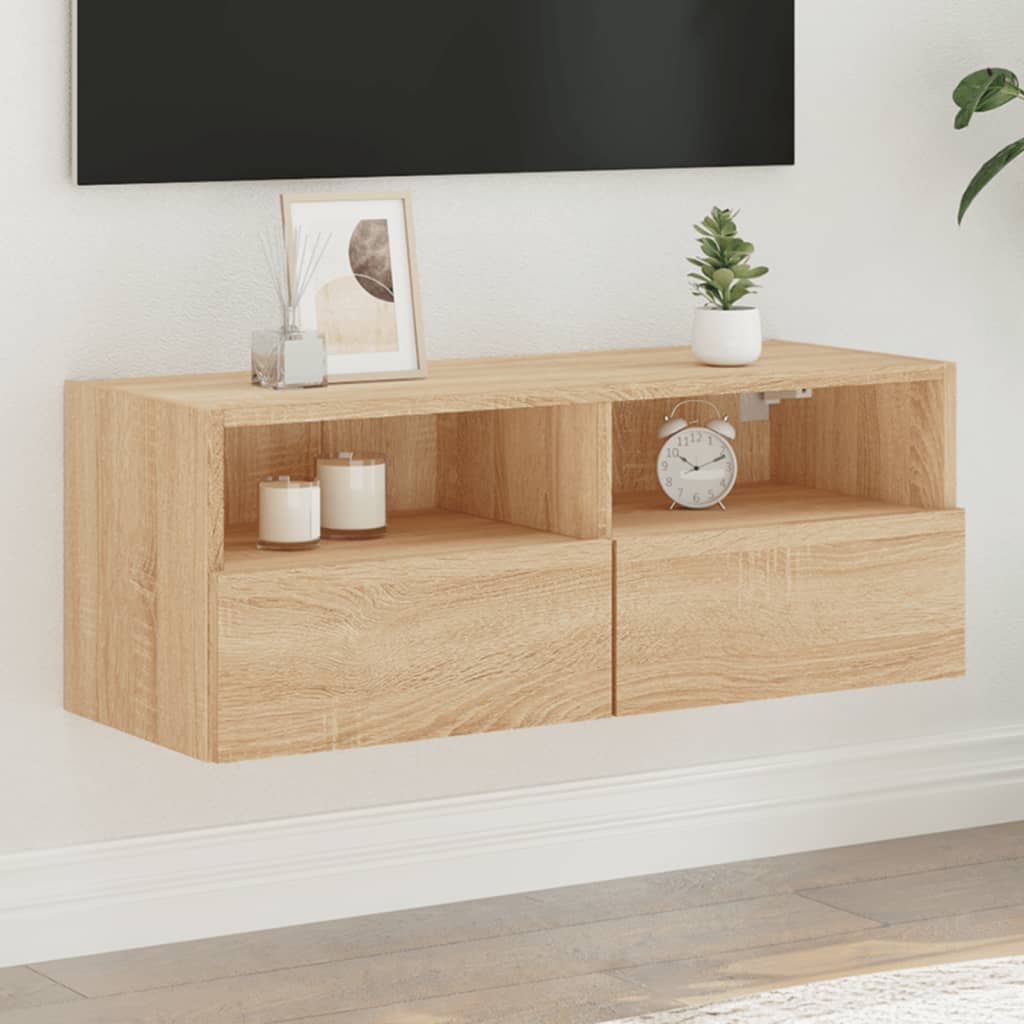 Meuble TV mural chêne sonoma 80x30x30 cm bois d'ingénierie - XIOS