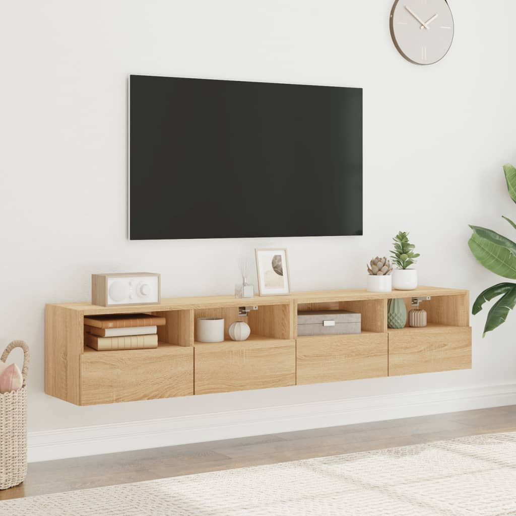 Meubles TV muraux 2 pcs chêne sonoma 80x30x30cm bois ingénierie - XIOS