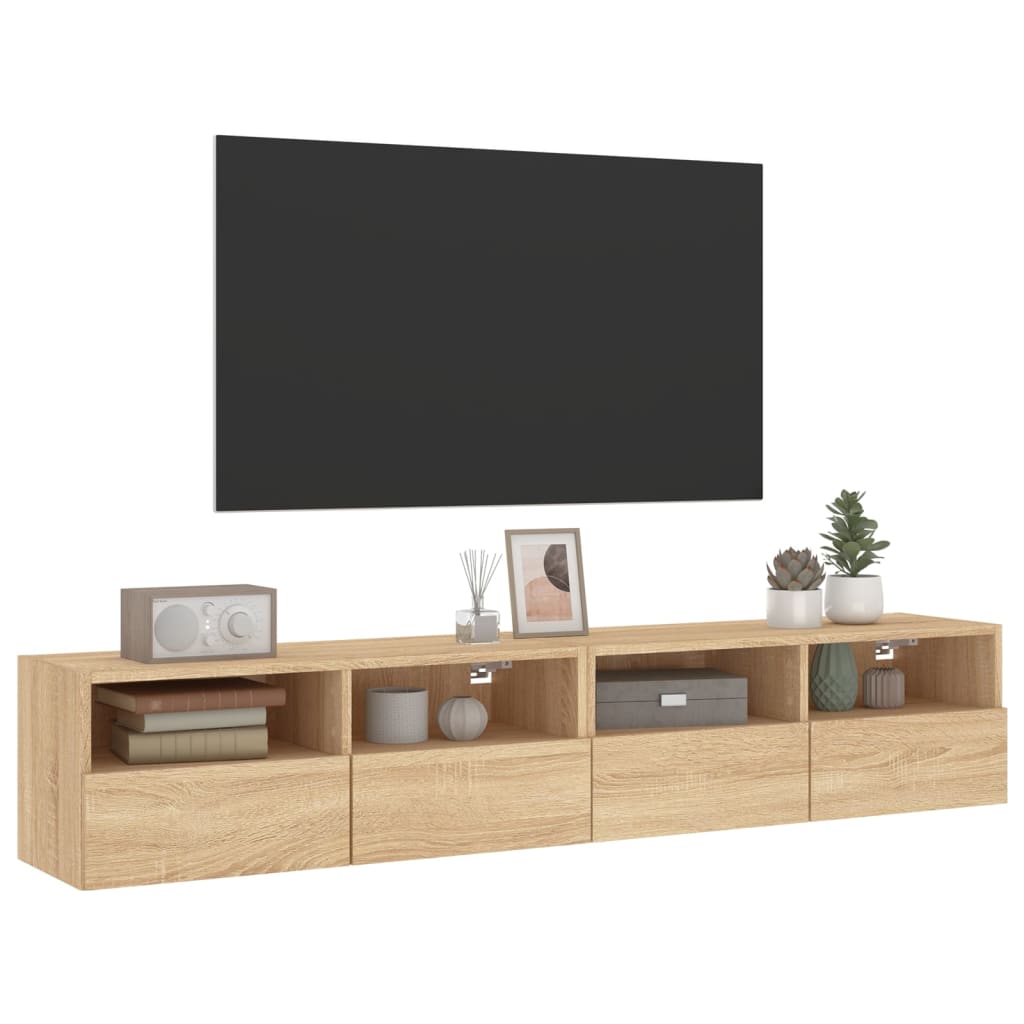 Meubles TV muraux 2 pcs chêne sonoma 80x30x30cm bois ingénierie - XIOS