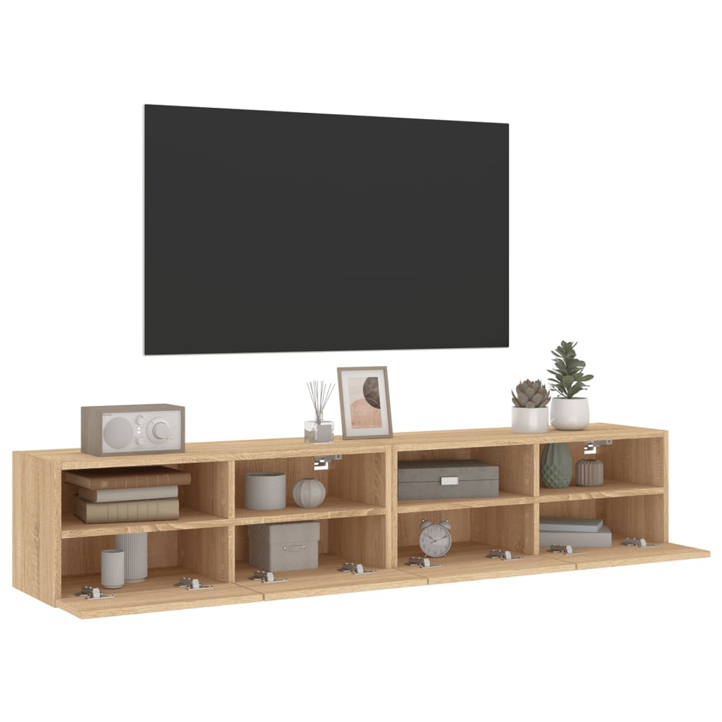 Meubles TV muraux 2 pcs chêne sonoma 80x30x30cm bois ingénierie - XIOS
