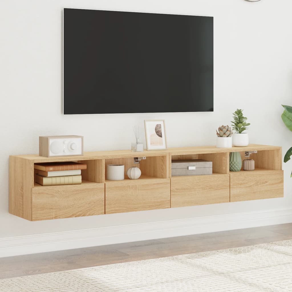 Meubles TV muraux 2 pcs chêne sonoma 80x30x30cm bois ingénierie - XIOS