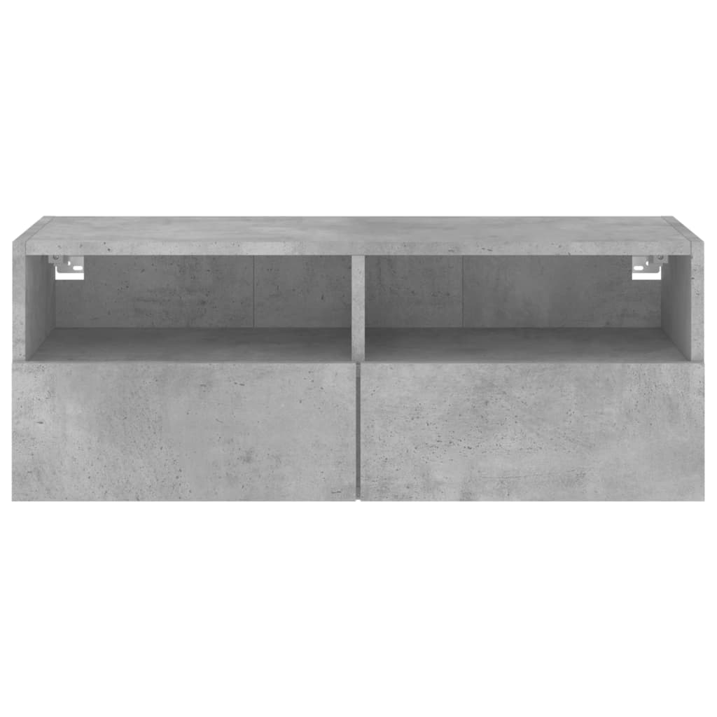 Meuble TV mural gris béton 80x30x30 cm bois d'ingénierie - XIOS