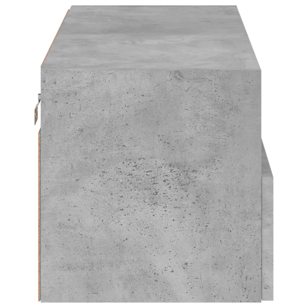 Meuble TV mural gris béton 80x30x30 cm bois d'ingénierie - XIOS