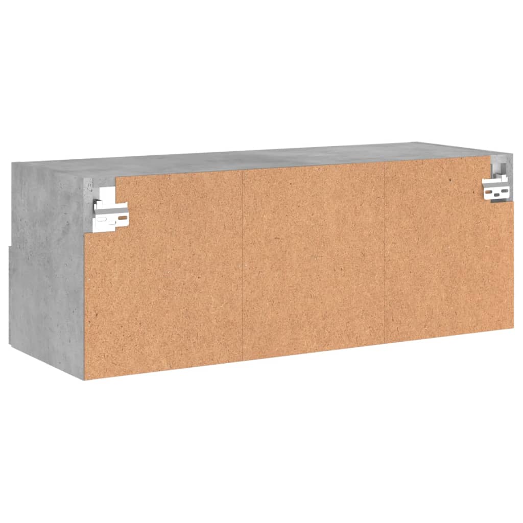 Meuble TV mural gris béton 80x30x30 cm bois d'ingénierie - XIOS