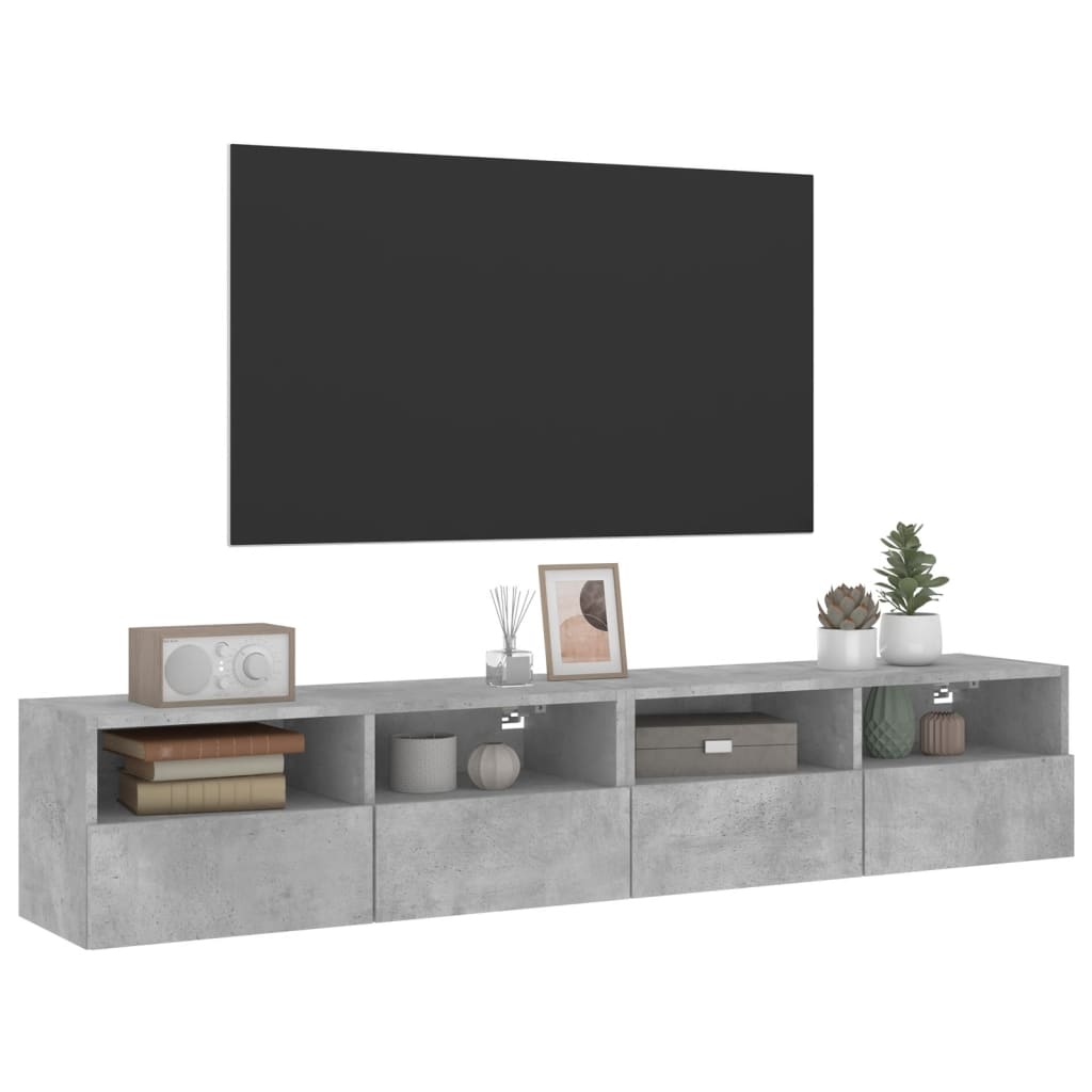 Meubles TV muraux 2 pcs gris béton 80x30x30cm bois d'ingénierie - XIOS