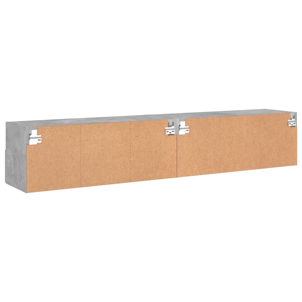Meubles TV muraux 2 pcs gris béton 80x30x30cm bois d'ingénierie - XIOS