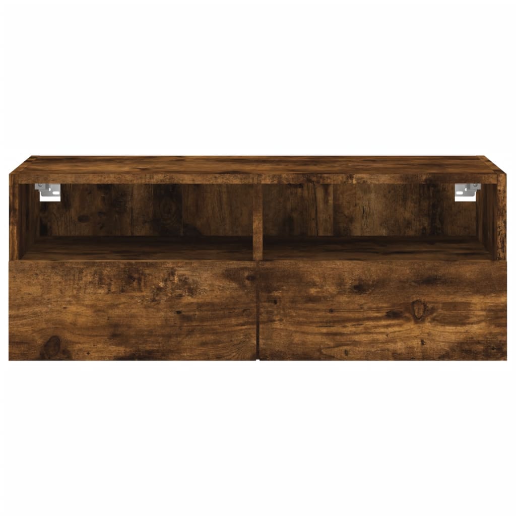 Meuble TV mural chêne fumé 80x30x30 cm bois d'ingénierie - XIOS