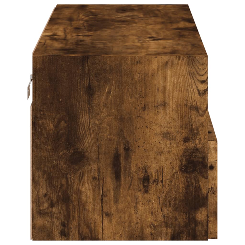Meuble TV mural chêne fumé 80x30x30 cm bois d'ingénierie - XIOS