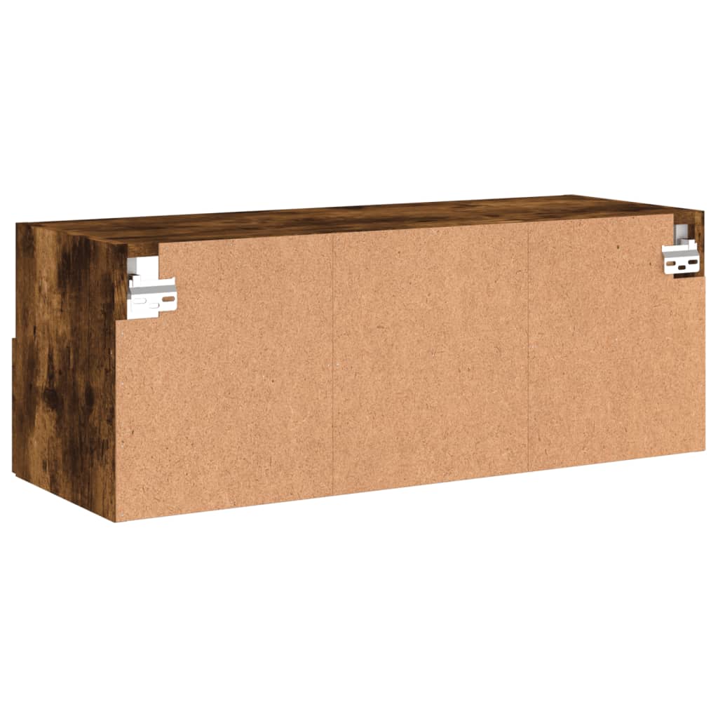 Meuble TV mural chêne fumé 80x30x30 cm bois d'ingénierie - XIOS