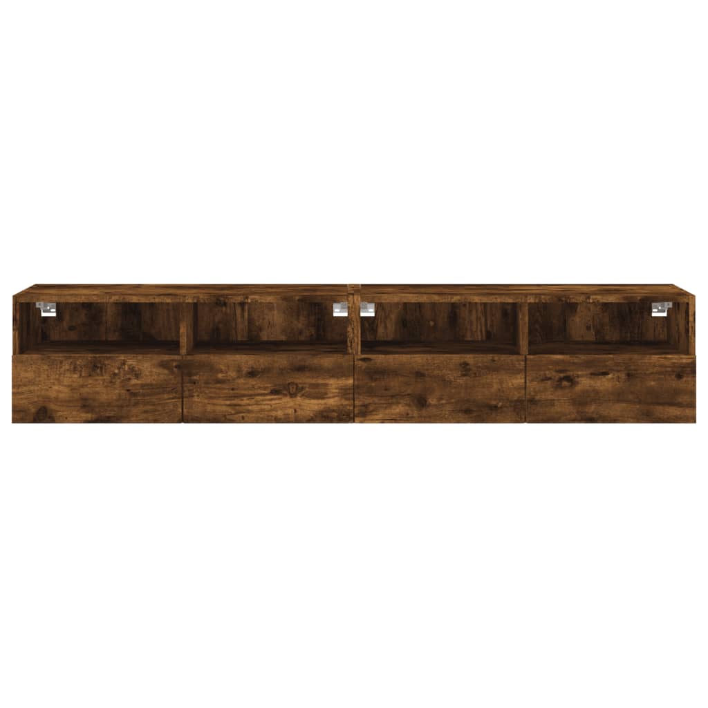Meubles TV muraux 2 pcs chêne fumé 80x30x30cm bois d'ingénierie - XIOS