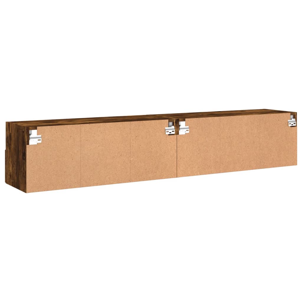 Meubles TV muraux 2 pcs chêne fumé 80x30x30cm bois d'ingénierie - XIOS
