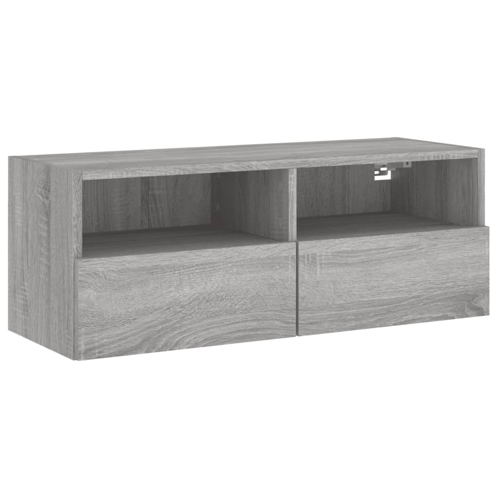 Meuble TV mural sonoma gris 80x30x30 cm bois d'ingénierie - XIOS