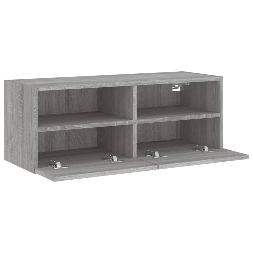 Meuble TV mural sonoma gris 80x30x30 cm bois d'ingénierie - XIOS