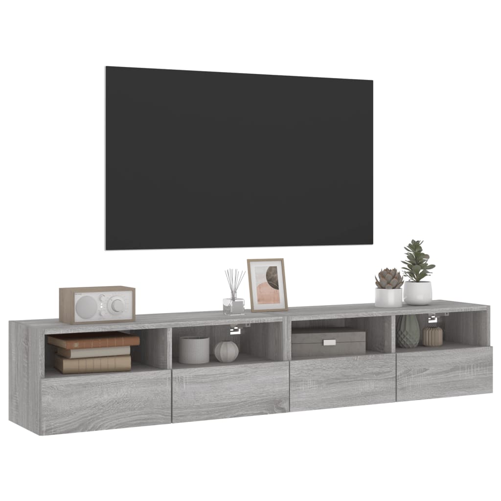 Meubles TV muraux 2pcs sonoma gris 80x30x30cm bois d'ingénierie - XIOS