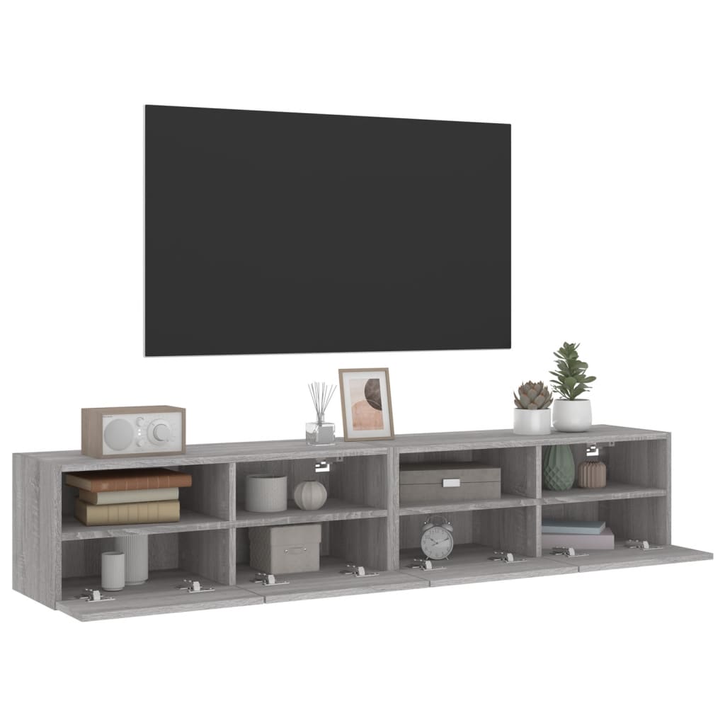 Meubles TV muraux 2pcs sonoma gris 80x30x30cm bois d'ingénierie - XIOS