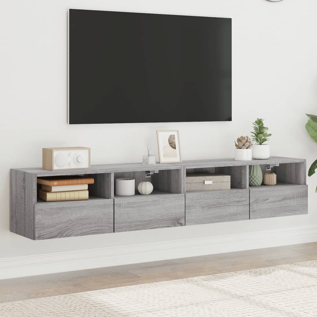 Meubles TV muraux 2pcs sonoma gris 80x30x30cm bois d'ingénierie - XIOS